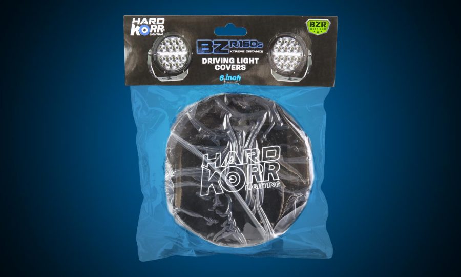Black protective covers for Hard Korr BZR Series driving lights